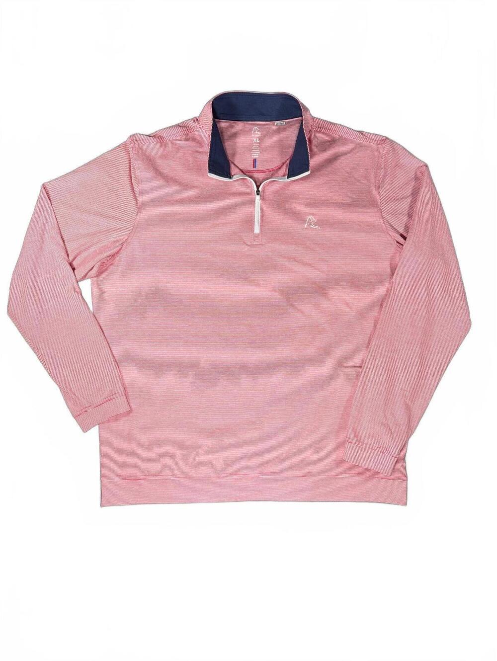 Rhoback Men's XL Pink and White Striped Quarter Zip Pullover Golf